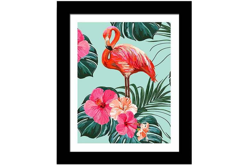 Bilde Floral Animal med Ramme Flerfarget - 22,3x52,8 cm - Innredning - Bilder & kunst