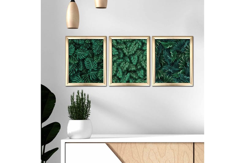 Bilde Floral med Ramme 3-pk Flerfarget - 22,3x52,8 cm - Innredning - Bilder & kunst