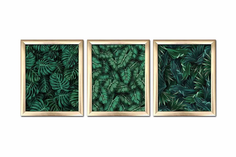 Bilde Floral med Ramme 3-pk Flerfarget - 22,3x52,8 cm - Innredning - Bilder & kunst