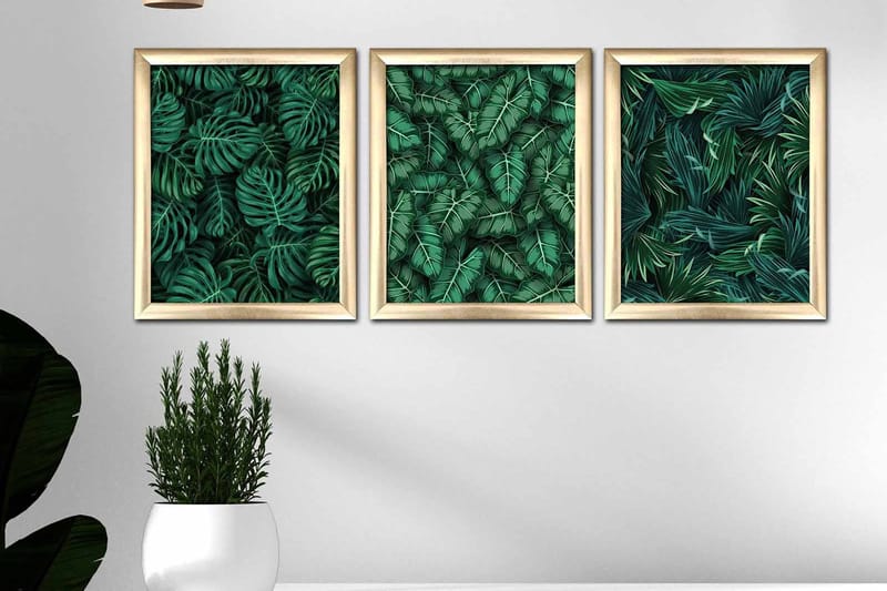 Bilde Floral med Ramme 3-pk Flerfarget - 22,3x52,8 cm - Innredning - Bilder & kunst