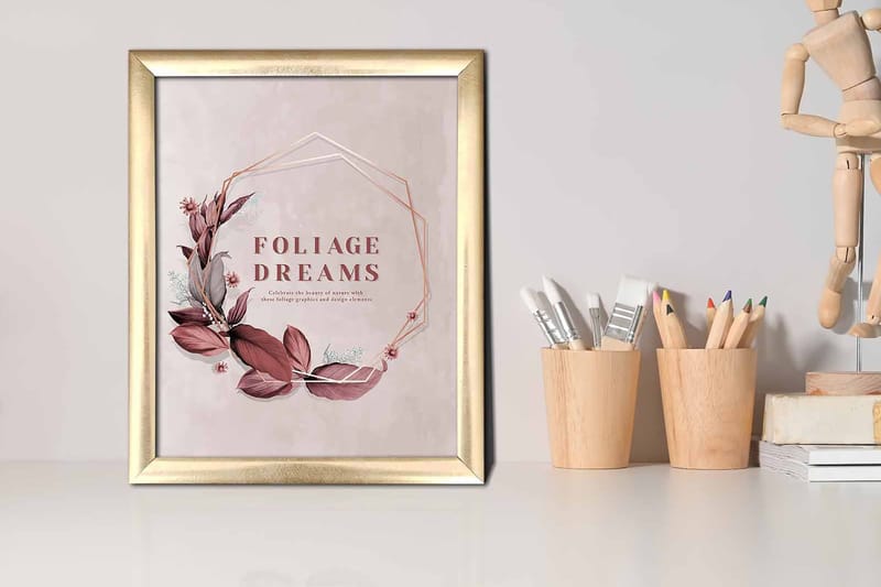 Bilde Floral med Ramme Flerfarget - 22,3x52,8 cm - Innredning - Bilder & kunst