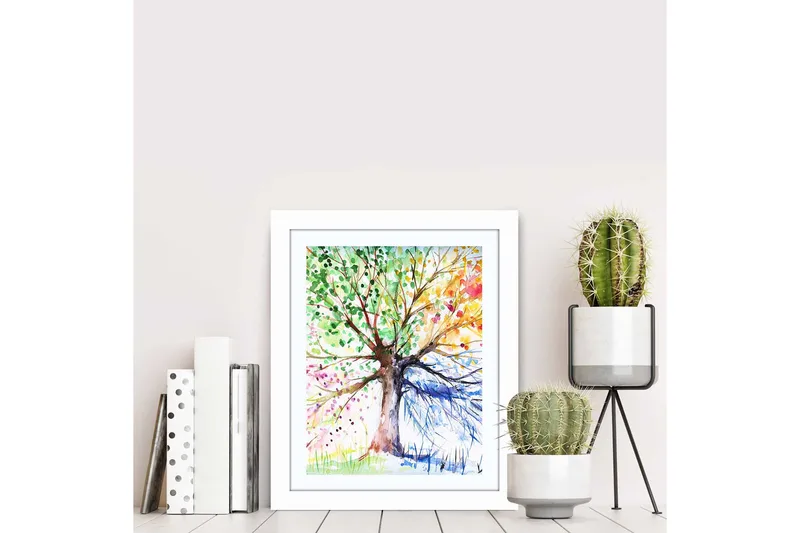 Bilde Floral med Ramme Flerfarget - 22,3x52,8 cm - Innredning - Bilder & kunst