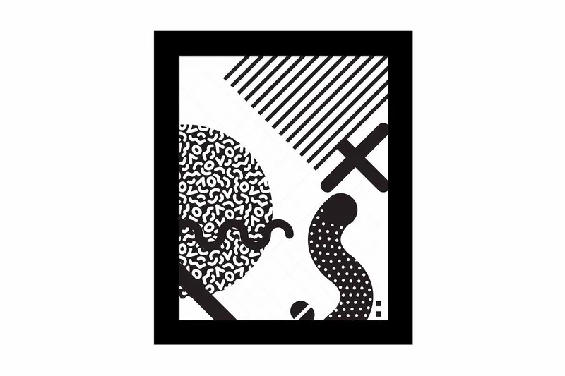 Bilde Geometric med Ramme Flerfarget, 22,3x52,8 cm