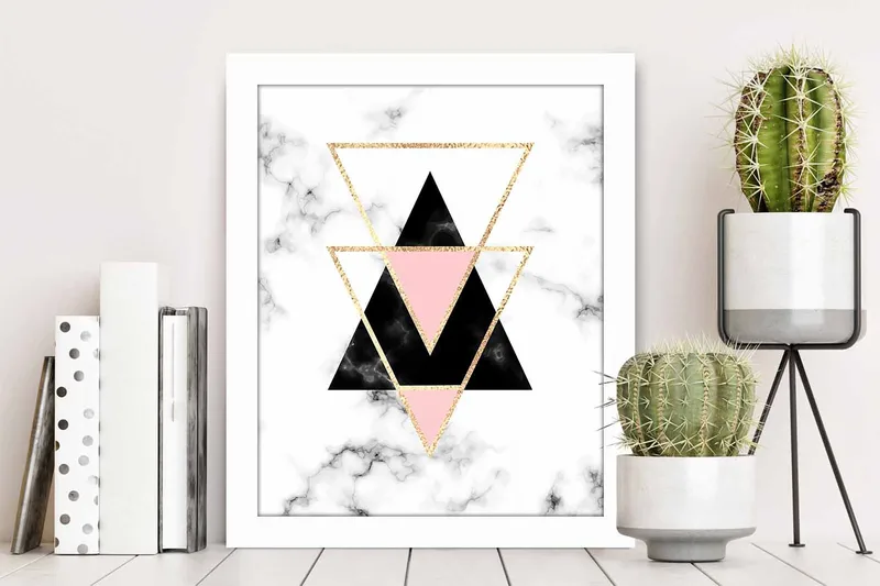 Bilde Geometric med Ramme Flerfarget - 22,3x52,8 cm - Innredning - Bilder & kunst