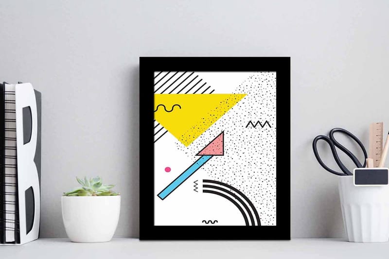 Bilde Geometric med Ramme Flerfarget - 23,5x28,5 cm - Innredning - Bilder & kunst