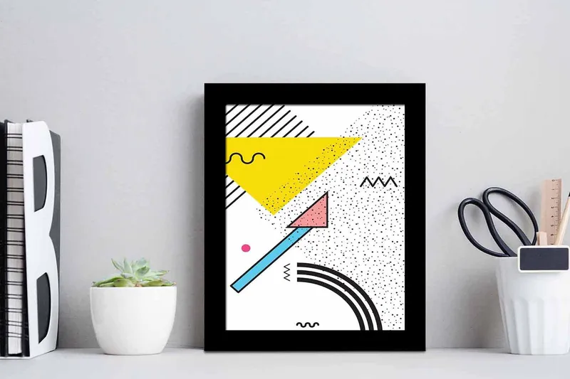 Bilde Geometric med Ramme Flerfarget - 23,5x28,5 cm - Innredning - Bilder & kunst