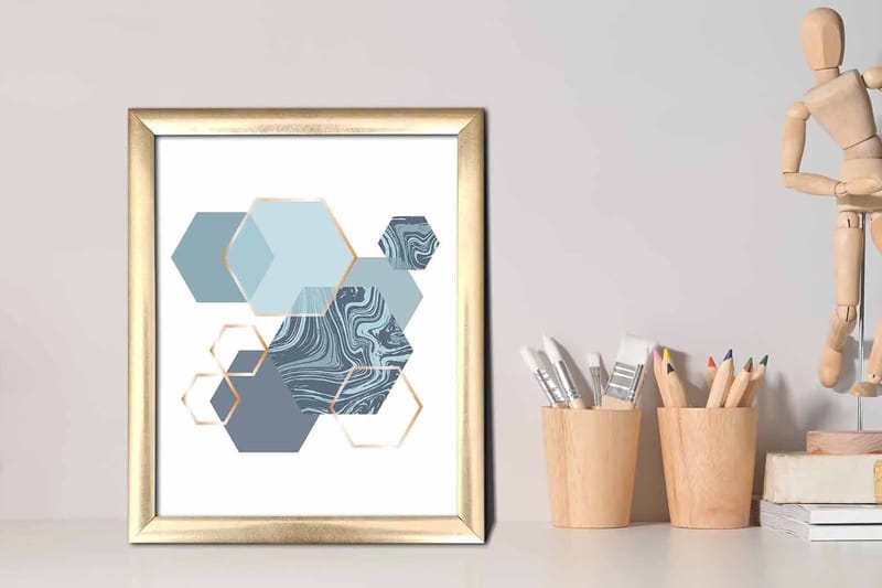 Bilde Geometrical med Ramme Flerfarget - 22,3x52,8 cm - Innredning - Bilder & kunst