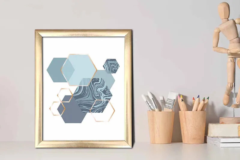 Bilde Geometrical med Ramme Flerfarget - 22,3x52,8 cm - Innredning - Bilder & kunst