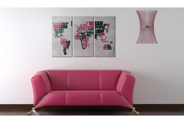 Bilde Kart Over Verden Fransk Triptyk 60x40 - Artgeist sp. z o. o. - Innredning - Bilder & kunst - Lerretsbilder