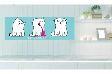 Bilde Miezekotze Cat Trio Blue 150x50 - Artgeist sp. z o. o. - Innredning - Bilder & kunst - Lerretsbilder