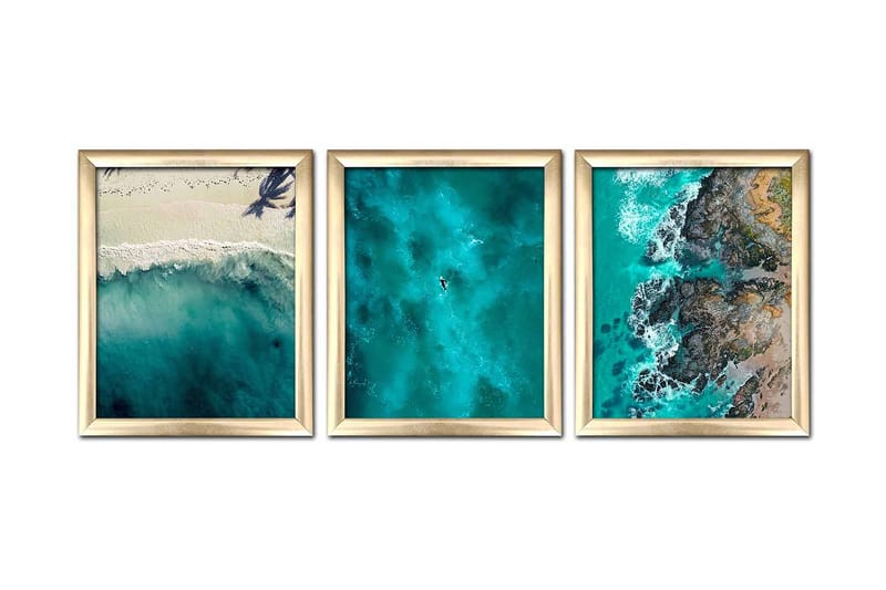 Bilde Nautical med Ramme 3-pk Flerfarget - 22,3x52,8 cm - Innredning - Bilder & kunst