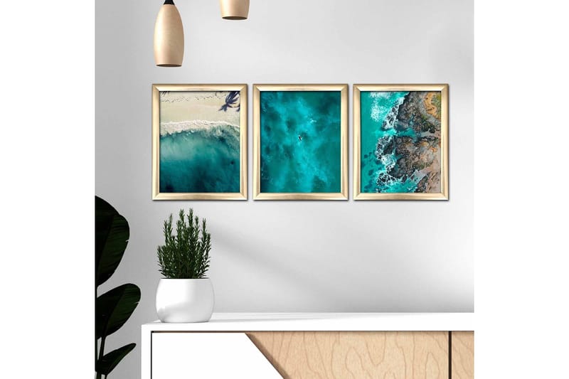 Bilde Nautical med Ramme 3-pk Flerfarget - 22,3x52,8 cm - Innredning - Bilder & kunst