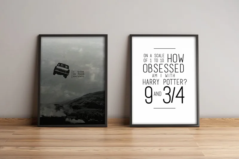 Bilde Sayings med Ramme 2-pk Flerfarget, 33x65 cm