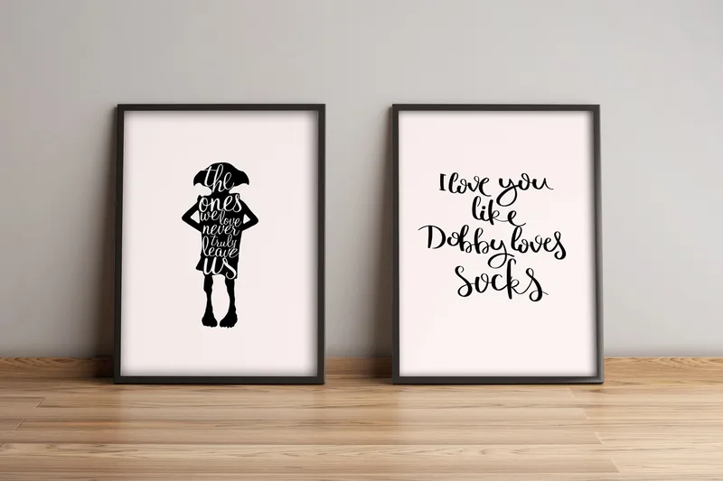 Bilde Sayings med Ramme 2-pk Flerfarget, 33x65 cm