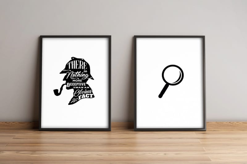 Bilde Sayings med Ramme 2-pk Flerfarget, 33x65 cm