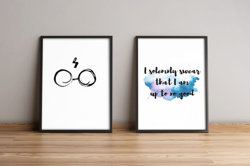 Bilde Sayings med Ramme 2-pk Flerfarget, 33x65 cm