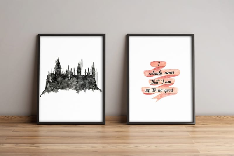 Bilde Sayings med Ramme 2-pk Flerfarget, 33x65 cm