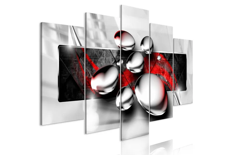 Bilde Shiny Stones 5 Parts Wide Red 100x50, Artgeist sp. z o. o.