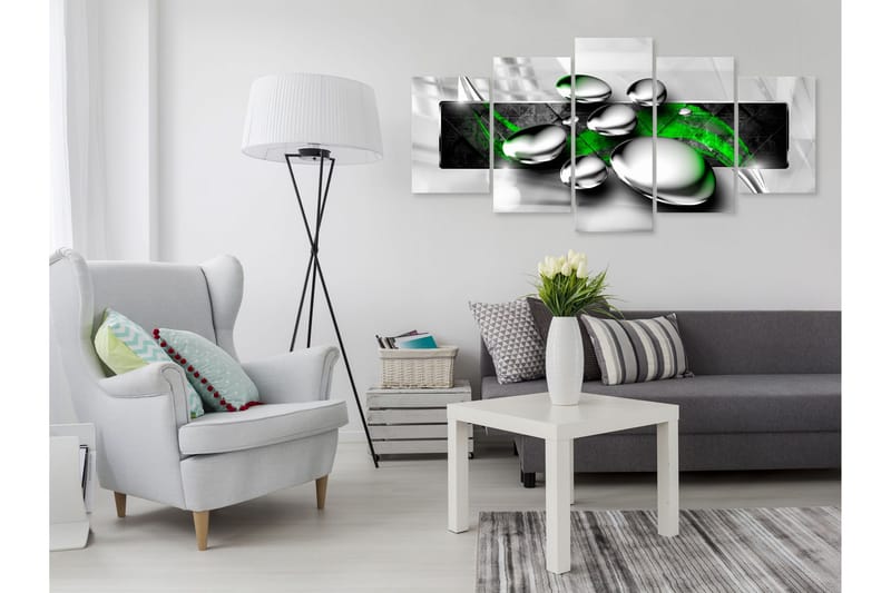 Bilde Shiny Stones 5 Parts Wide Green 200x100 - Artgeist sp. z o. o. - Innredning - Bilder & kunst - Lerretsbilder