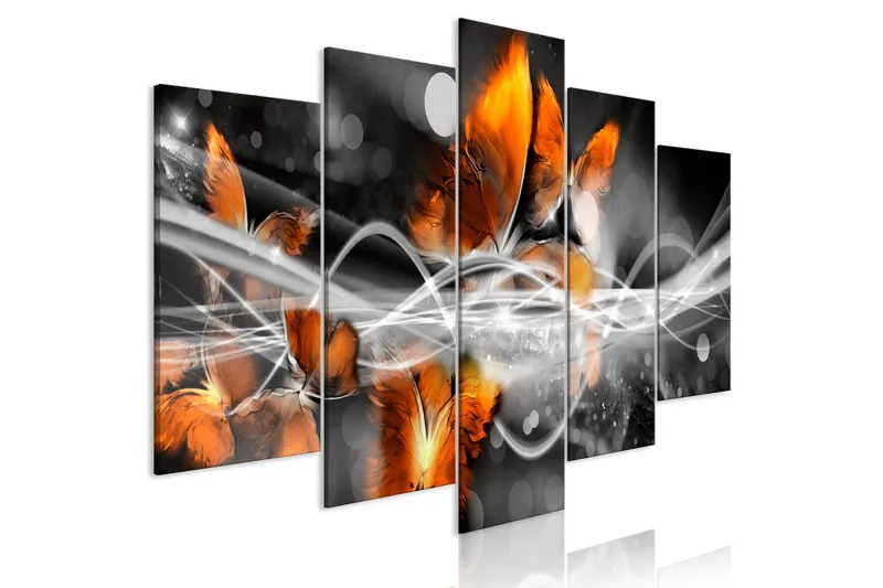 Bilde Swarm Of Butterflies 5 Parts Wide Grey 200x100, Artgeist sp. z o. o.