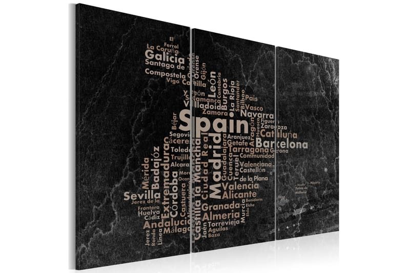 Bilde Text Map Of Spain On The Blackboard Triptych 60x40, Artgeist sp. z o. o.