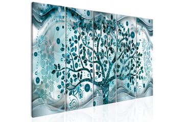 Bilde Tree And Waves 5 Parts Blue 200x80