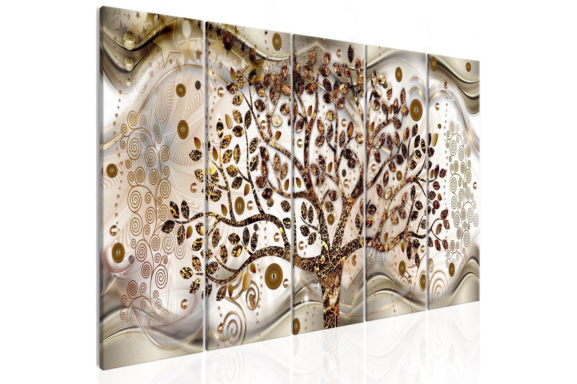 Bilde Tree And Waves 5 Parts Brown 225x90 - Artgeist sp. z o. o.