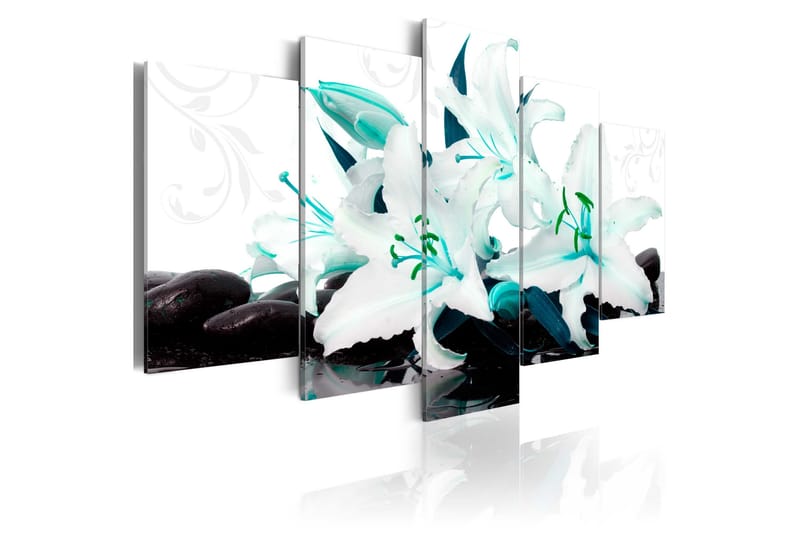Bilde Turquoise Lilies And Stones 100x50, Artgeist sp. z o. o.
