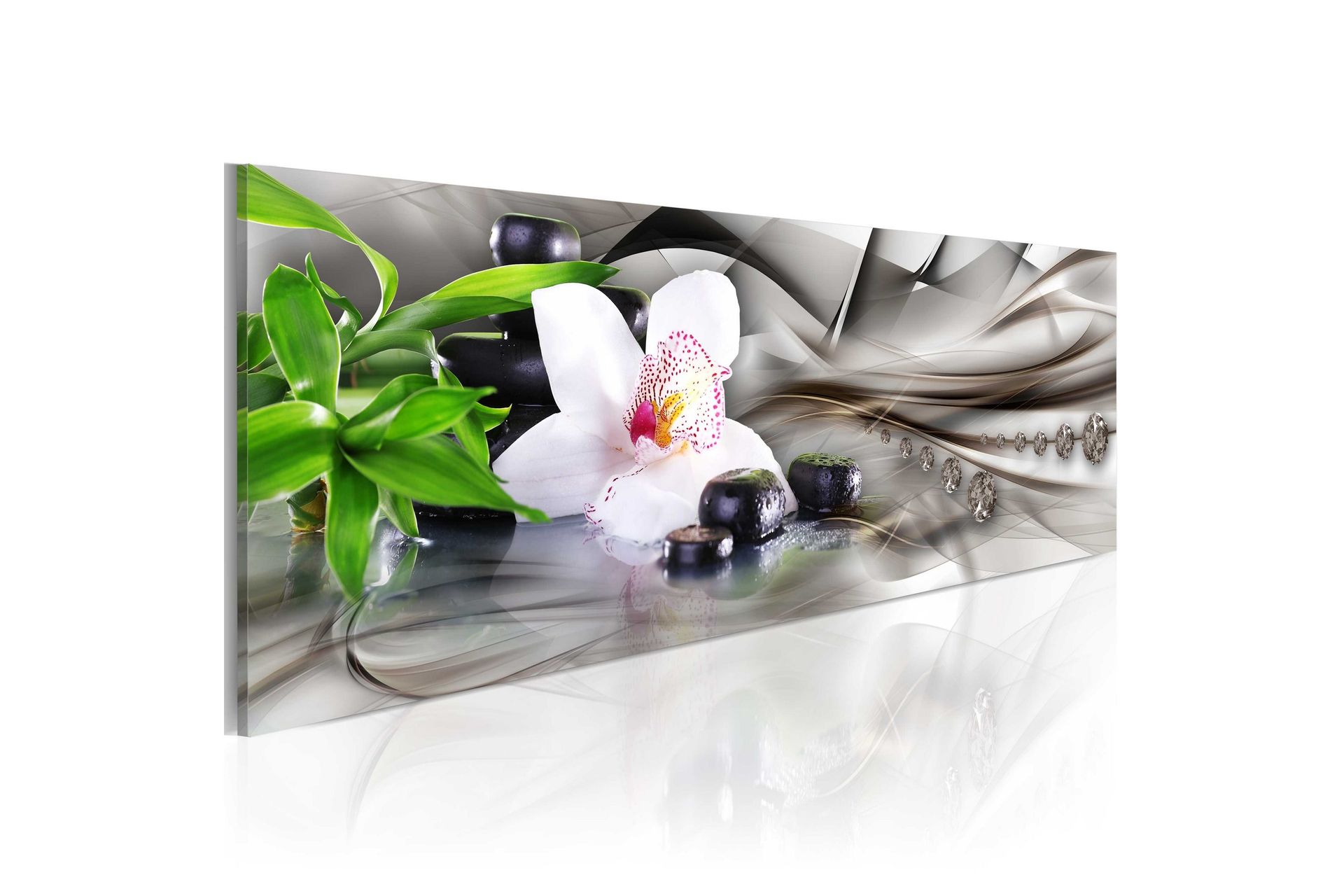 Bilde Zen Composition Bamboo Orchid And Stones 135x45 - Artgeist sp. z o. o.