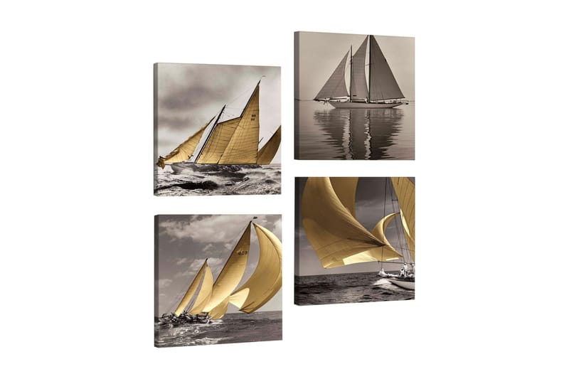 Dekorativ Bilde 4 Deler - Grå/Krem/Hvit/Svart - Innredning - Bilder & kunst