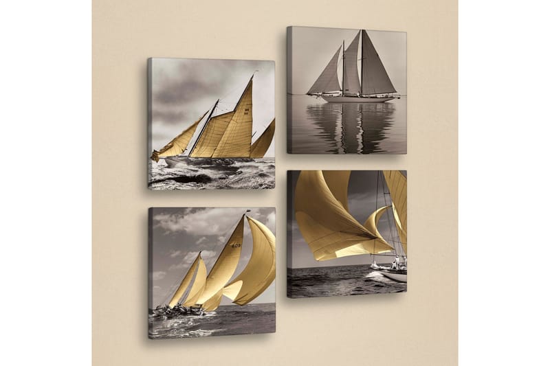 Dekorativ Bilde 4 Deler - Grå/Krem/Hvit/Svart - Innredning - Bilder & kunst