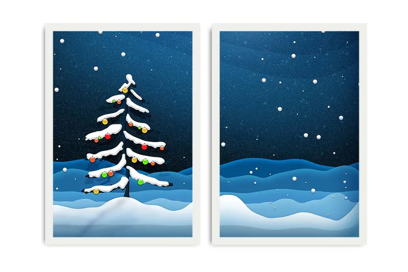 Dekorativ InnRammemet MDF-maling 2-Deler 35x50 cm, Flerfarget