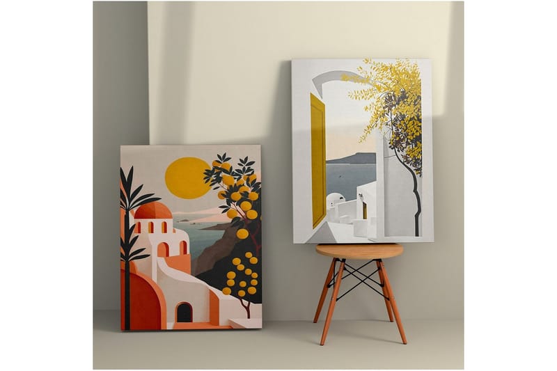 Dekorativt lerretsmaleri (2 stykker) Caldra Flerfarget Lumi - Multifarget - Innredning - Bilder & kunst - Lerretsbilder