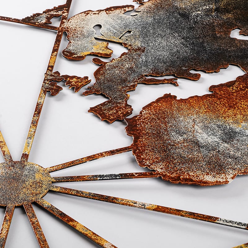 Dekorativt metallveggtilbehør Wallxpert Verdenskart-ramme (120 x 60 cm) Brun - Innredning - Bilder & kunst - Posters