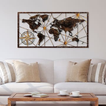 Dekorativt metallveggtilbehør Wallxpert Verdenskart-ramme (120 x 60 cm) Svart - Innredning - Veggdekorasjon - Skilt - Metallskilt