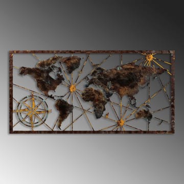 Dekorativt metallveggtilbehør Wallxpert Verdenskart-ramme (120 x 60 cm) Svart - Innredning - Veggdekorasjon - Skilt - Metallskilt