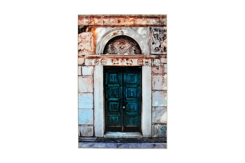 Grønn Dør Bilde, 80x120 cm Flerfarget