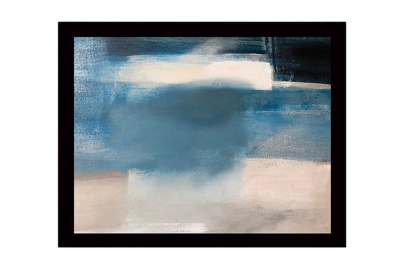 Innrammet lerret i tre - 41x56 cm - Abstrakt komposisjon med myke blå nyanser, Blå / Lys grå / Hvit