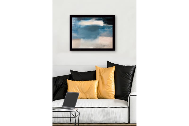 Innrammet lerret i tre - 41x56 cm - Abstrakt komposisjon med myke blå nyanser - Blå / Lys grå / Hvit - Innredning - Bilder & kunst