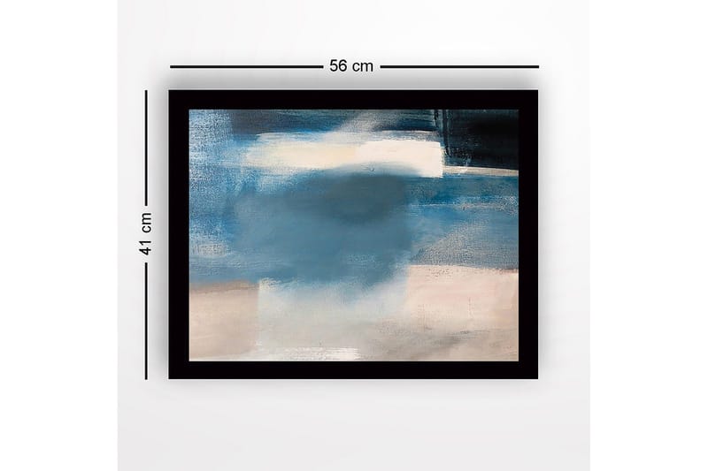 Innrammet lerret i tre - 41x56 cm - Abstrakt komposisjon med myke blå nyanser - Blå / Lys grå / Hvit - Innredning - Bilder & kunst