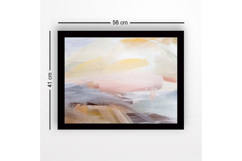 Innrammet lerret i tre - 41x56 cm - Abstrakt komposisjon med myke fargeoverganger - Lys gul / Lys rosa / Lys blå - Innredning - Bilder & kunst