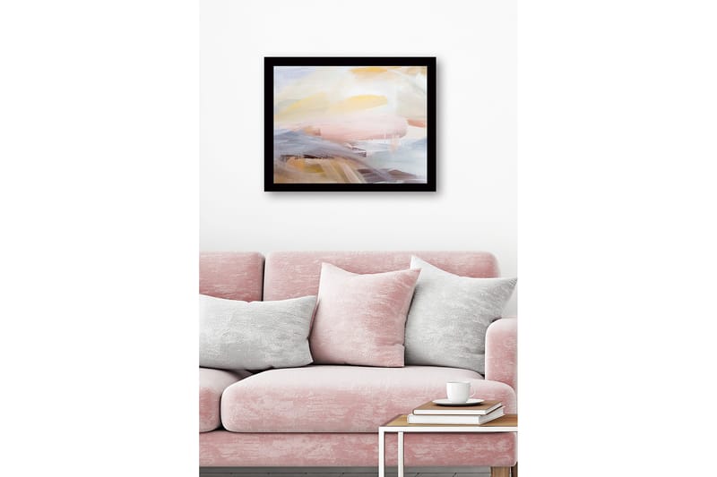 Innrammet lerret i tre - 41x56 cm - Abstrakt komposisjon med myke fargeoverganger - Lys gul / Lys rosa / Lys blå - Innredning - Bilder & kunst