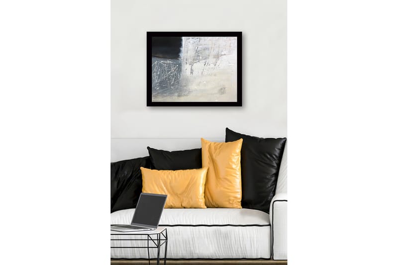 Innrammet lerret i tre - 41x56 cm - Abstrakt komposisjon med svarte og hvite nyanser - Svart / Hvit / Grå - Innredning - Bilder & kunst