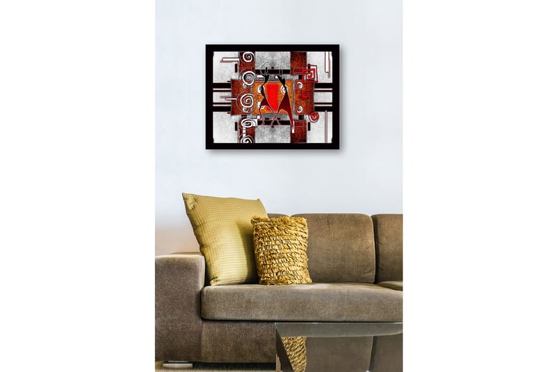 Innrammet lerret i tre - 41x56 cm - Abstrakt komposisjon med to dansende figurer - Rød / Svart / Hvit - Innredning - Bilder & kunst