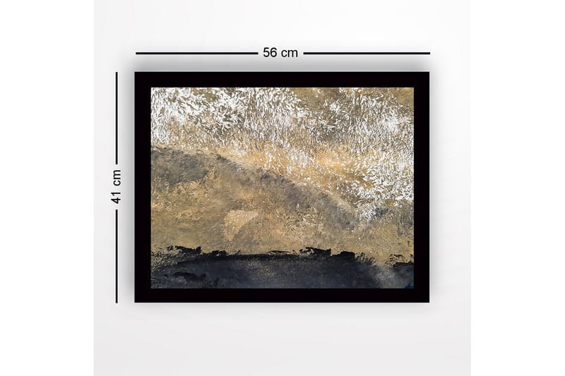 Innrammet lerret i tre - 41x56 cm - Abstrakt landskap med gyldne og svarte toner - Gull / Svart - Innredning - Bilder & kunst