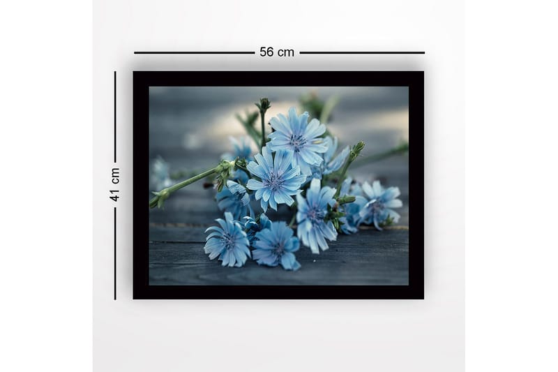 Innrammet lerret i tre - 41x56 cm - Blomster i myke blå nyanser - Lys blå / Grønn - Innredning - Bilder & kunst