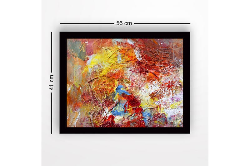 Innrammet lerret i tre - 41x56 cm - Fargerik abstrakt komposisjon med dynamiske former - Rød / Gul / Blå - Innredning - Bilder & kunst