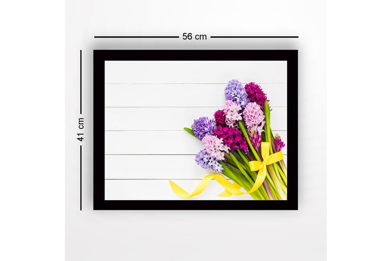 Innrammet lerret i tre - 41x56 cm - Fargerik bukett med hyasinter - Lilla / Rosa / Grønn - Innredning - Bilder & kunst