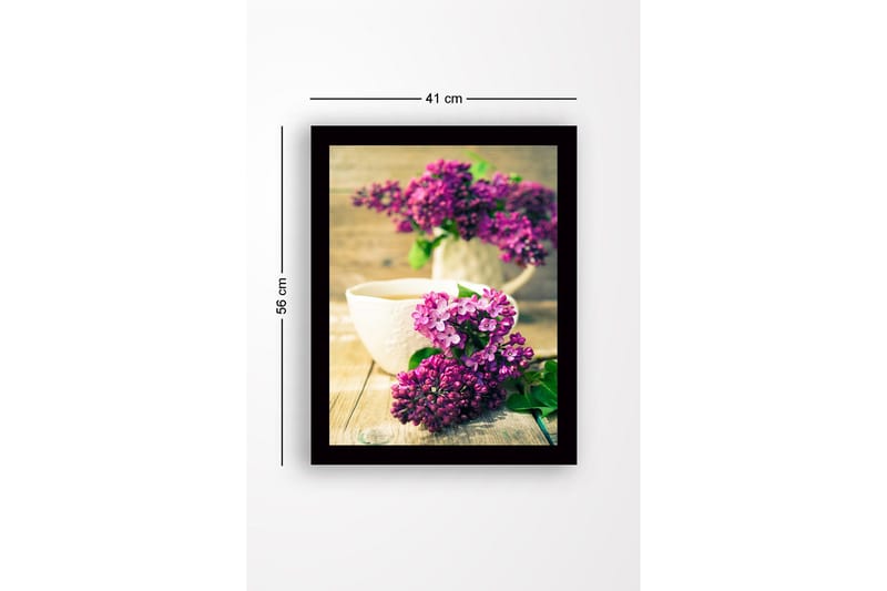Innrammet lerret i tre - 41x56 cm - Fargerik bukett med syriner - Lilla / Grønn - Innredning - Bilder & kunst