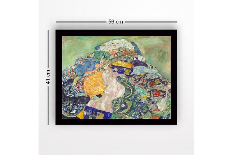 Innrammet lerret i tre - 41x56 cm - Fargerik komposisjon av en kvinne omgitt av mønstrede tekstiler - Grønn / Blå / Oransje - Innredning - Bilder & kunst